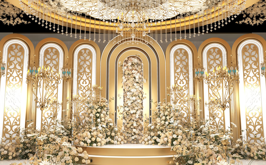 五常香槟色调婚礼堂效果展示